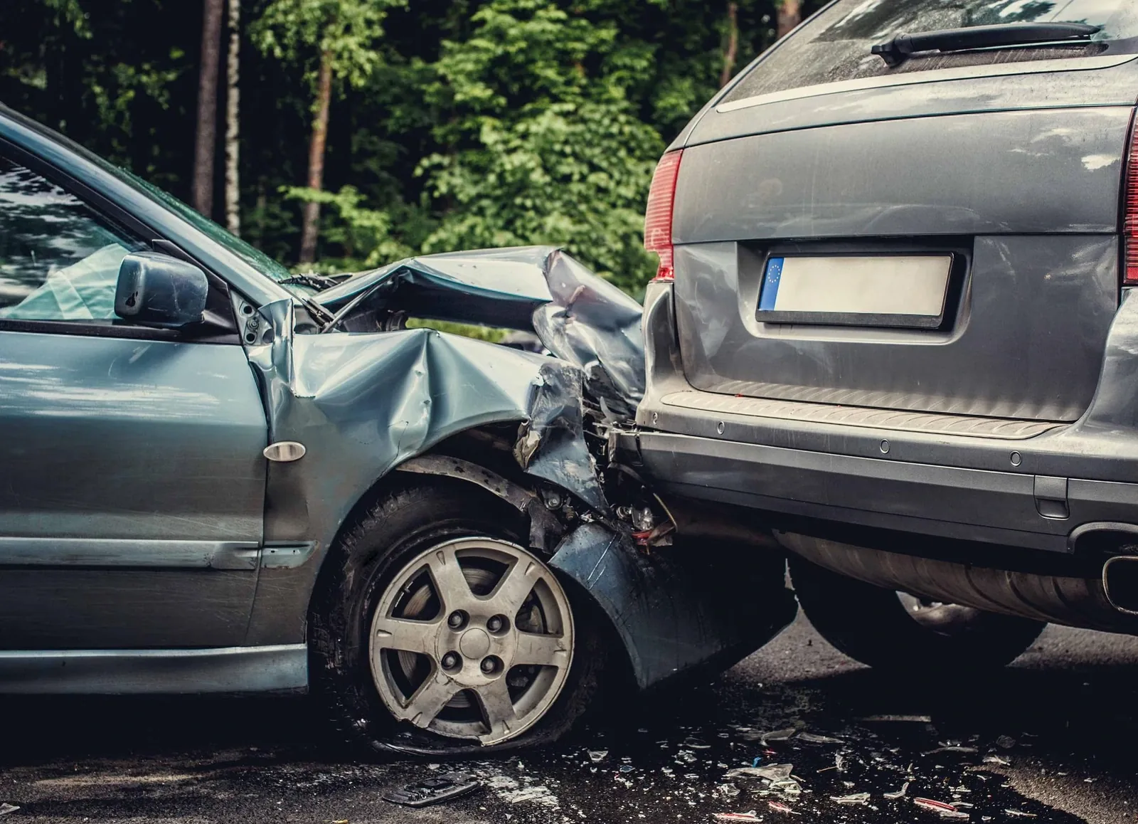 The aftermath of a collision that caused a head injury